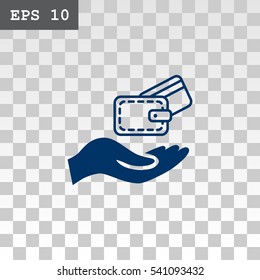 Wallet and hand icon Flat.