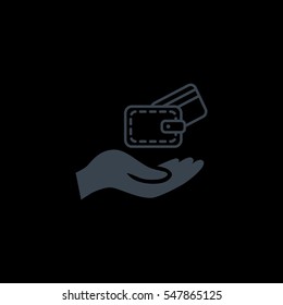 Wallet and hand icon Flat.