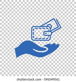 Wallet and hand icon Flat.