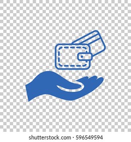 Wallet and hand icon Flat.
