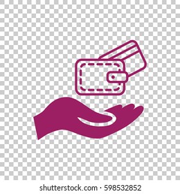 Wallet and hand icon Flat.
