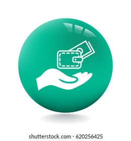 Wallet and hand icon Flat.