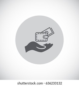 Wallet and hand icon Flat.