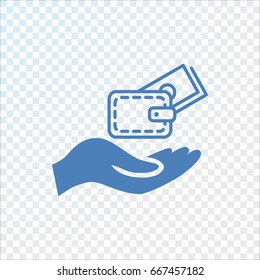 Wallet and hand icon Flat.