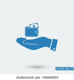 Wallet in hand icon, vector best flat icon, EPS