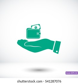 Wallet in hand icon, vector best flat icon, EPS