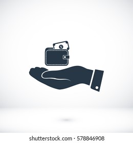 Wallet in hand icon, vector best flat icon, EPS