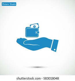Wallet in hand icon, vector best flat icon, EPS