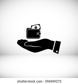 Wallet in hand icon, vector best flat icon, EPS