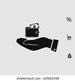 Wallet in hand icon, vector best flat icon, EPS