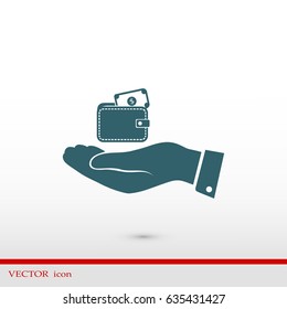 Wallet in hand icon, vector best flat icon, EPS