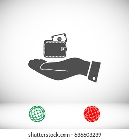 Wallet in hand icon, vector best flat icon, EPS
