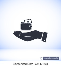 Wallet in hand icon, vector best flat icon, EPS