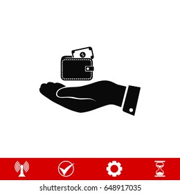 Wallet in hand icon, vector best flat icon, EPS