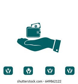 Wallet in hand icon, vector best flat icon, EPS