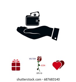Wallet in hand icon, vector best flat icon, EPS