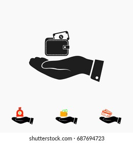 Wallet in hand icon, vector best flat icon, EPS