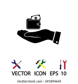 Wallet in hand icon, vector best flat icon, EPS