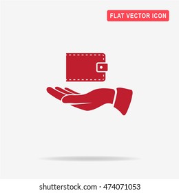 Wallet and hand icon. Vector concept illustration for design.