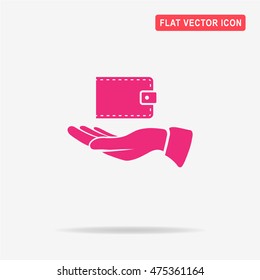 Wallet and hand icon. Vector concept illustration for design.