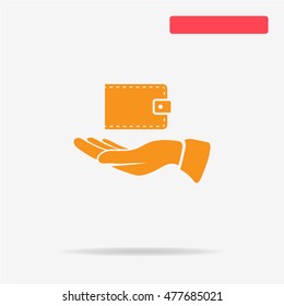 Wallet and hand icon. Vector concept illustration for design.