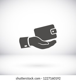 Wallet in hand. icon. Vector Eps 10
