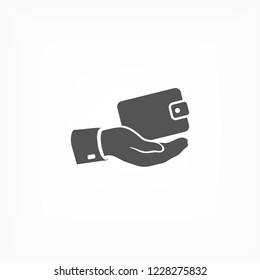 Wallet in hand. icon. Vector Eps 10
