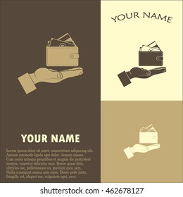 Wallet in hand. icon. Vector Eps 10