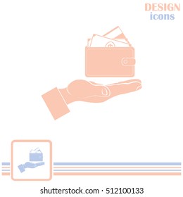 Wallet in hand. icon. Vector Eps 10
