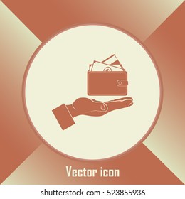 Wallet in hand. icon. Vector Eps 10