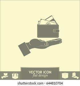Wallet in hand. icon. Vector Eps 10