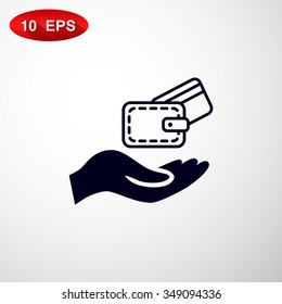 wallet and hand web icon. vector design