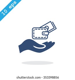 wallet and hand web icon. vector design