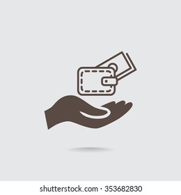 wallet and hand web icon. vector design