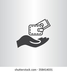 wallet and hand web icon. vector design