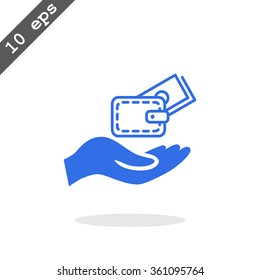 wallet and hand web icon. vector design