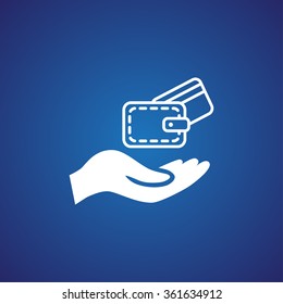 wallet and hand web icon. vector design