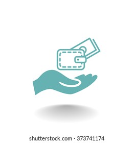 wallet and hand web icon. vector design