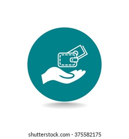wallet and hand web icon. vector design