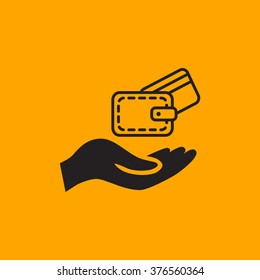 wallet and hand web icon. vector design