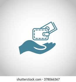 wallet and hand web icon. vector design