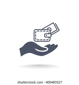 wallet and hand web icon. vector design