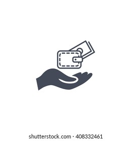 wallet and hand web icon. vector design