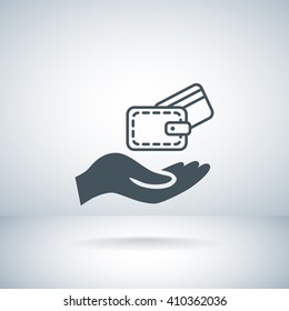 wallet and hand web icon. vector design