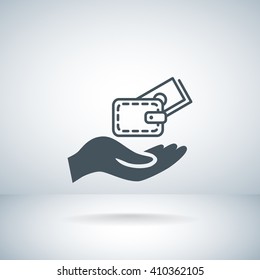 wallet and hand web icon. vector design