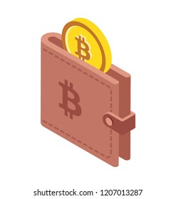 
A wallet having bitcoin representing bitcoin wallet 
