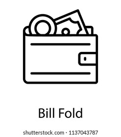 a wallet having cdh and and money representing billfold 