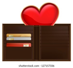 wallet with heart inside
