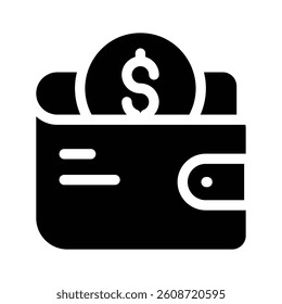 Wallet holding a dollar coin, symbolizing personal or business finance