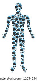 Wallet human avatar. Vector wallet icons are formed into human combination.